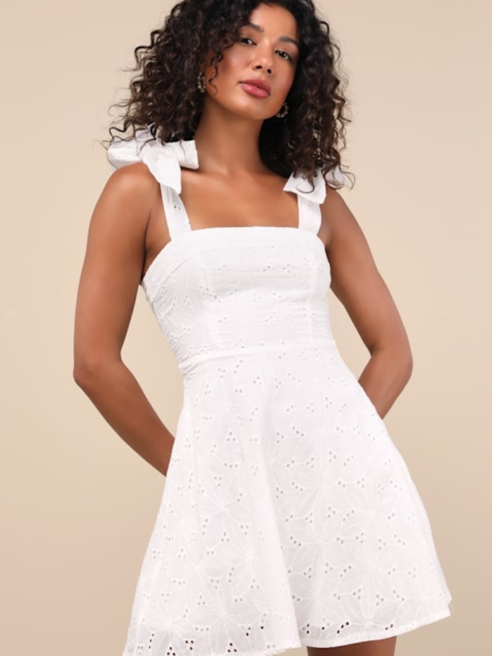 Lulus Sneak A Kiss White Floral Embroidered Tie-strap Mini Dress - Size S
